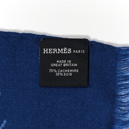 Hermes Cashmere Silk Whispering Horses Echarpe Muffler Mediterranee Indigo 4 of 11