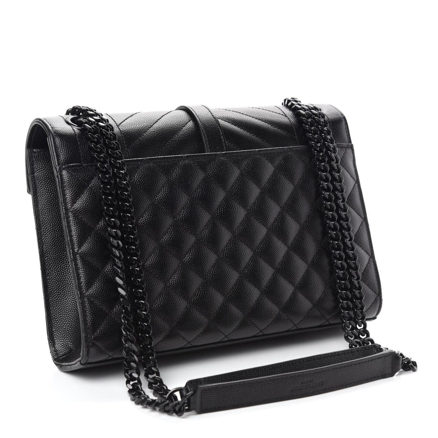 Grain De Poudre Textured Mixed Matelasse Triquilt Medium Monogram Satchel Black