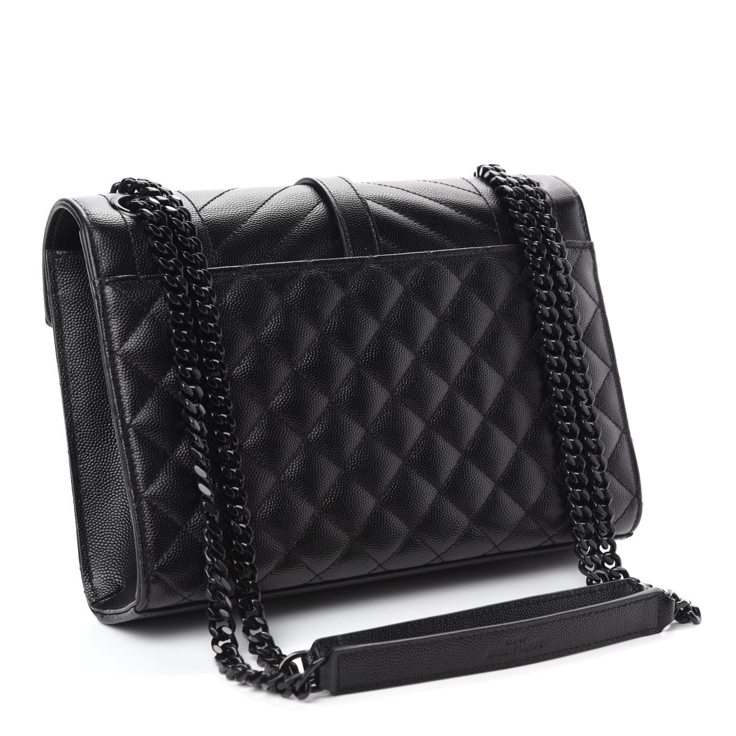 Saint Laurent Grain De Poudre Textured Mixed Matelasse Triquilt Medium Monogram Satchel Black 3 of 11