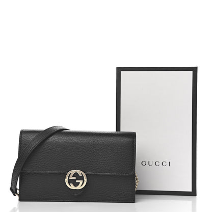 Gucci Dollar Calfskin Interlocking G Chain Wallet Black 10 of 10