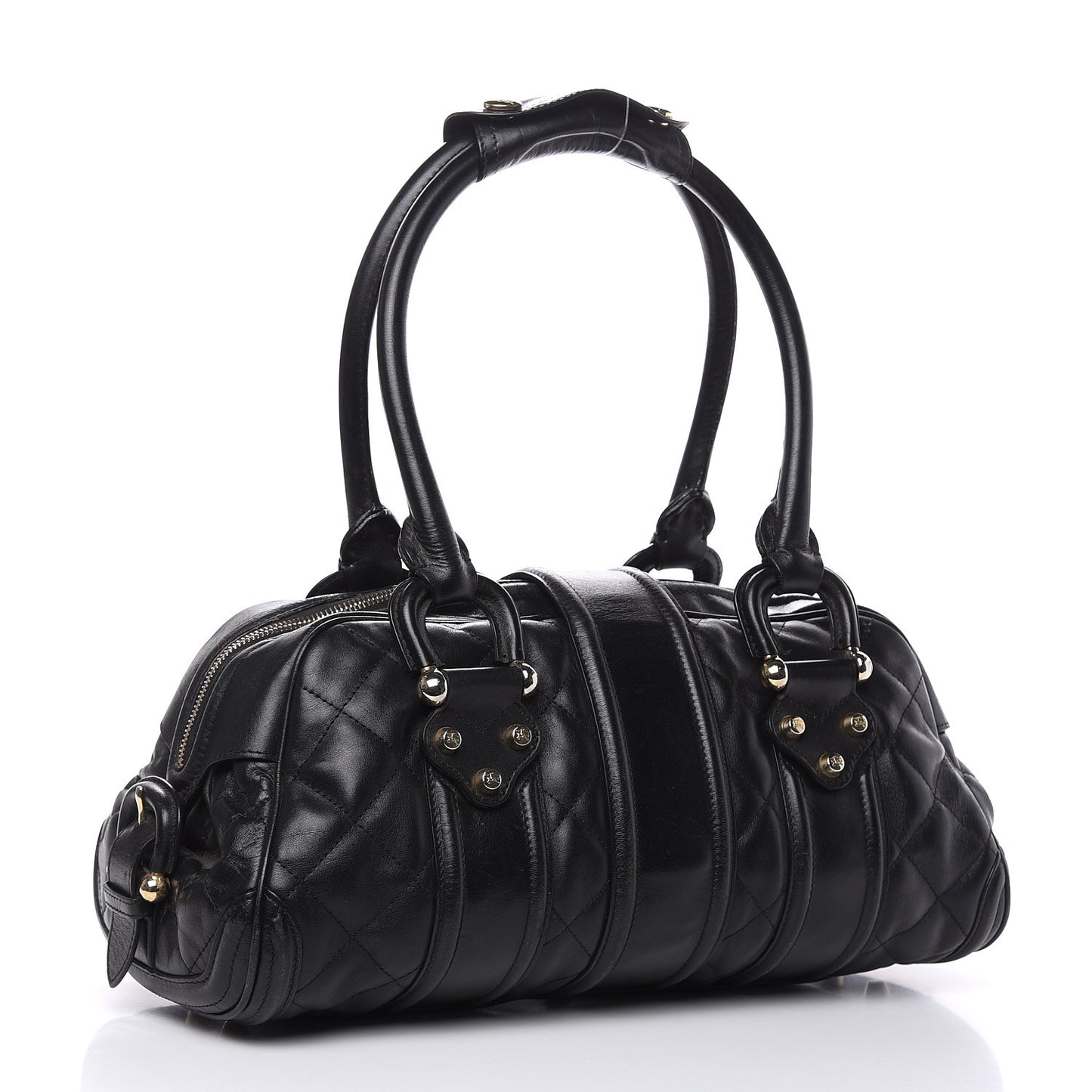 Calfskin Quilted Manor Satchel Black