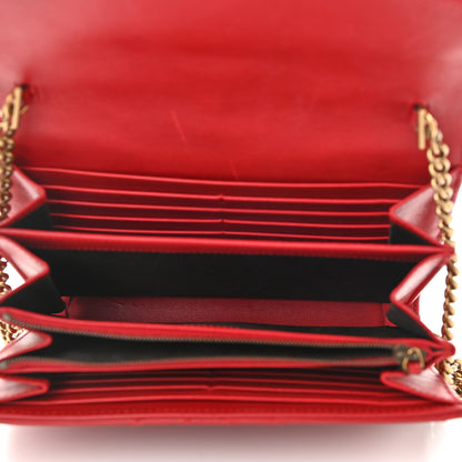 Gucci Calfskin Matelasse GG Marmont Chain Wallet Hibiscus Red 5 of 12