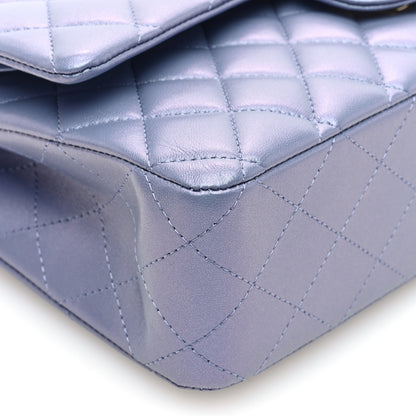 Chanel Iridescent Lambskin Quilted Medium Double Flap Light Purple 9 of 10