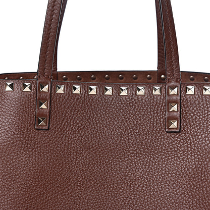 Valentino Garavani Pebbled Calfskin Rockstud Double Handle Cinch Tote Light Brown 8 of 12