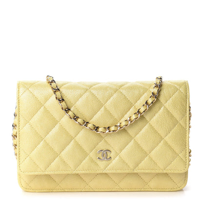 Chanel Iridescent Caviar Quilted Wallet on Chain WOC Yellow 1 of 12