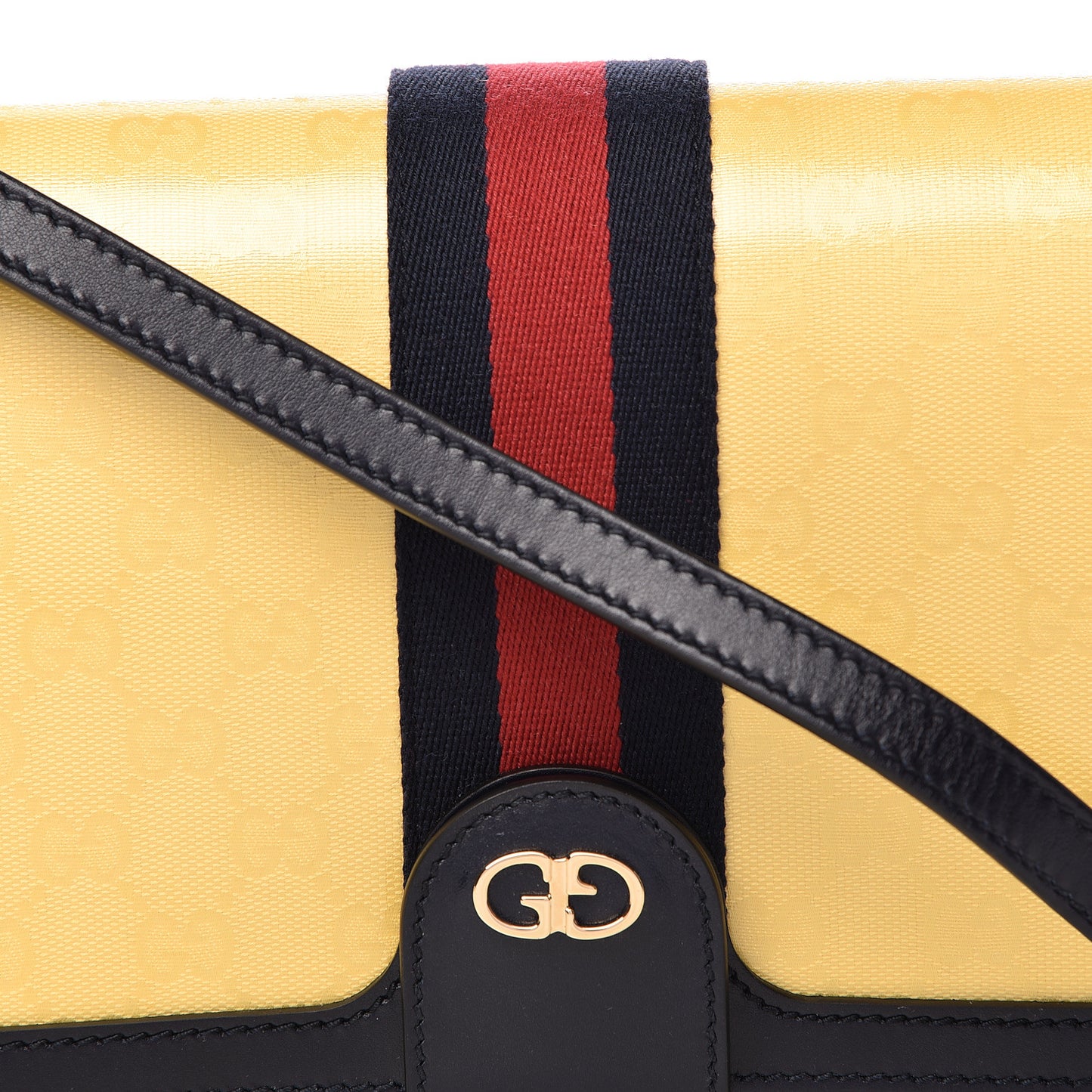 Crystal Monogram Plutone Calfskin Web Ophidia Flap Messenger Bag Straw Yellow Blue