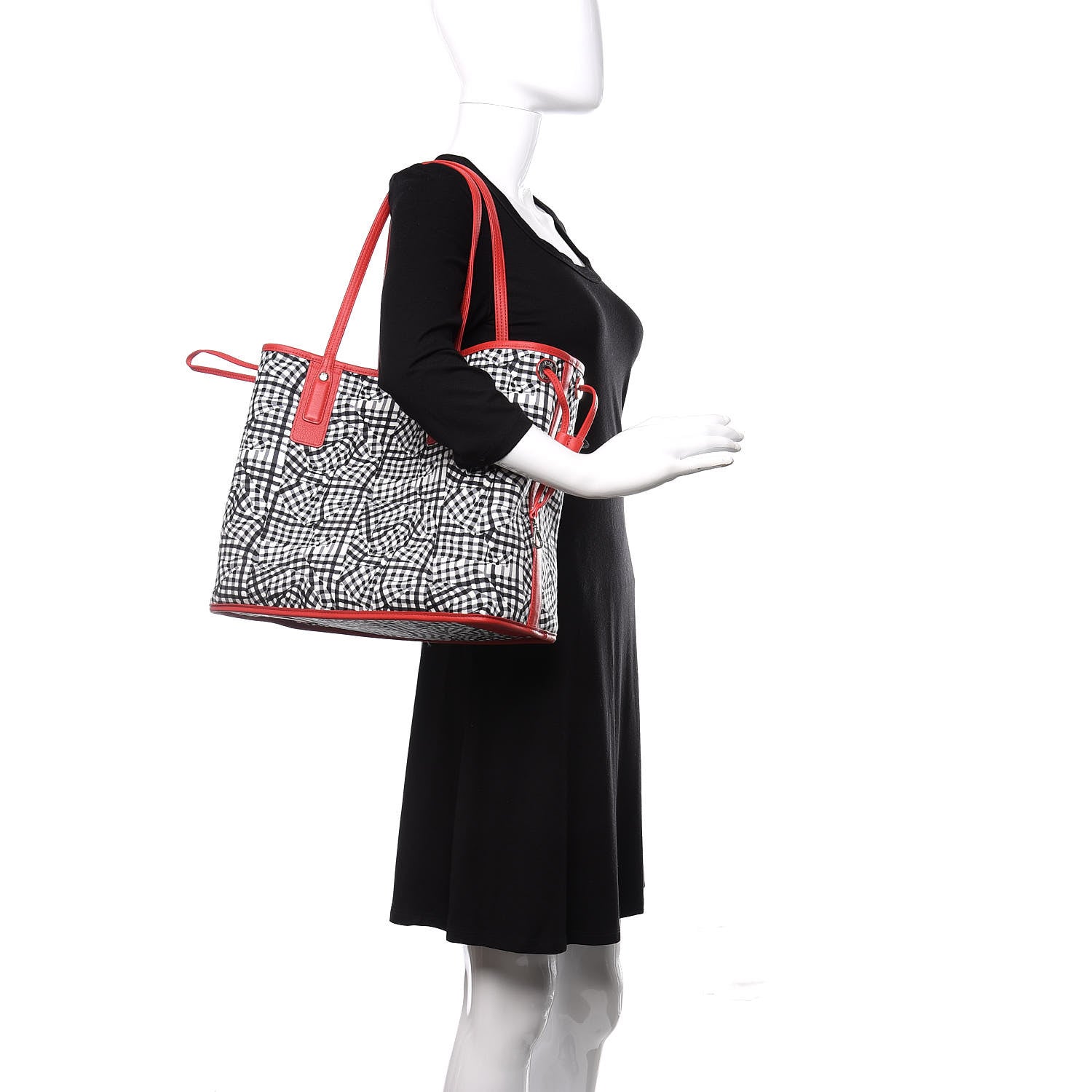 MCM Visetos Medium Liz Reversible Shopper Tote Black Red 2 of 13