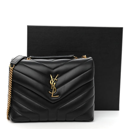 Saint Laurent Calfskin Y Quilted Monogram Small Loulou Chain Satchel Black 10 of 10