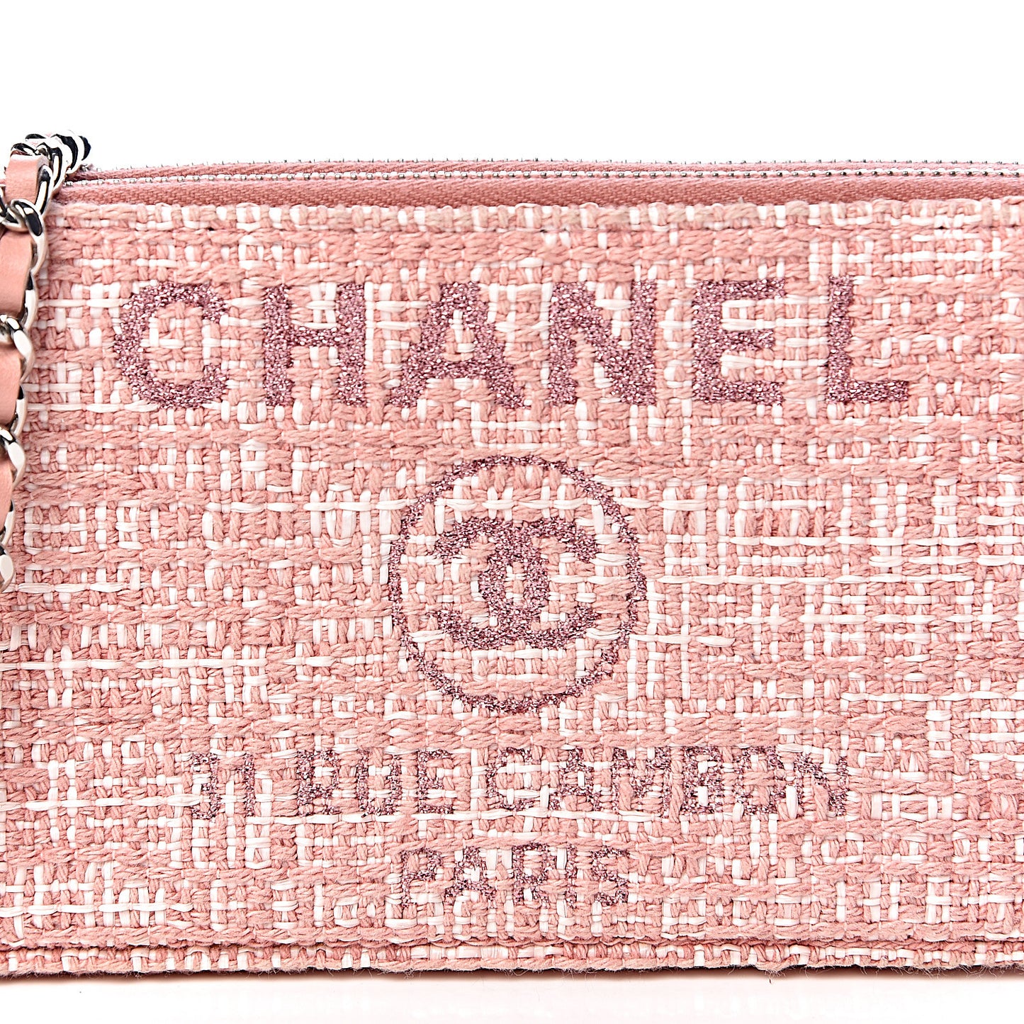 Canvas Small Deauville Clutch With Chain Pink