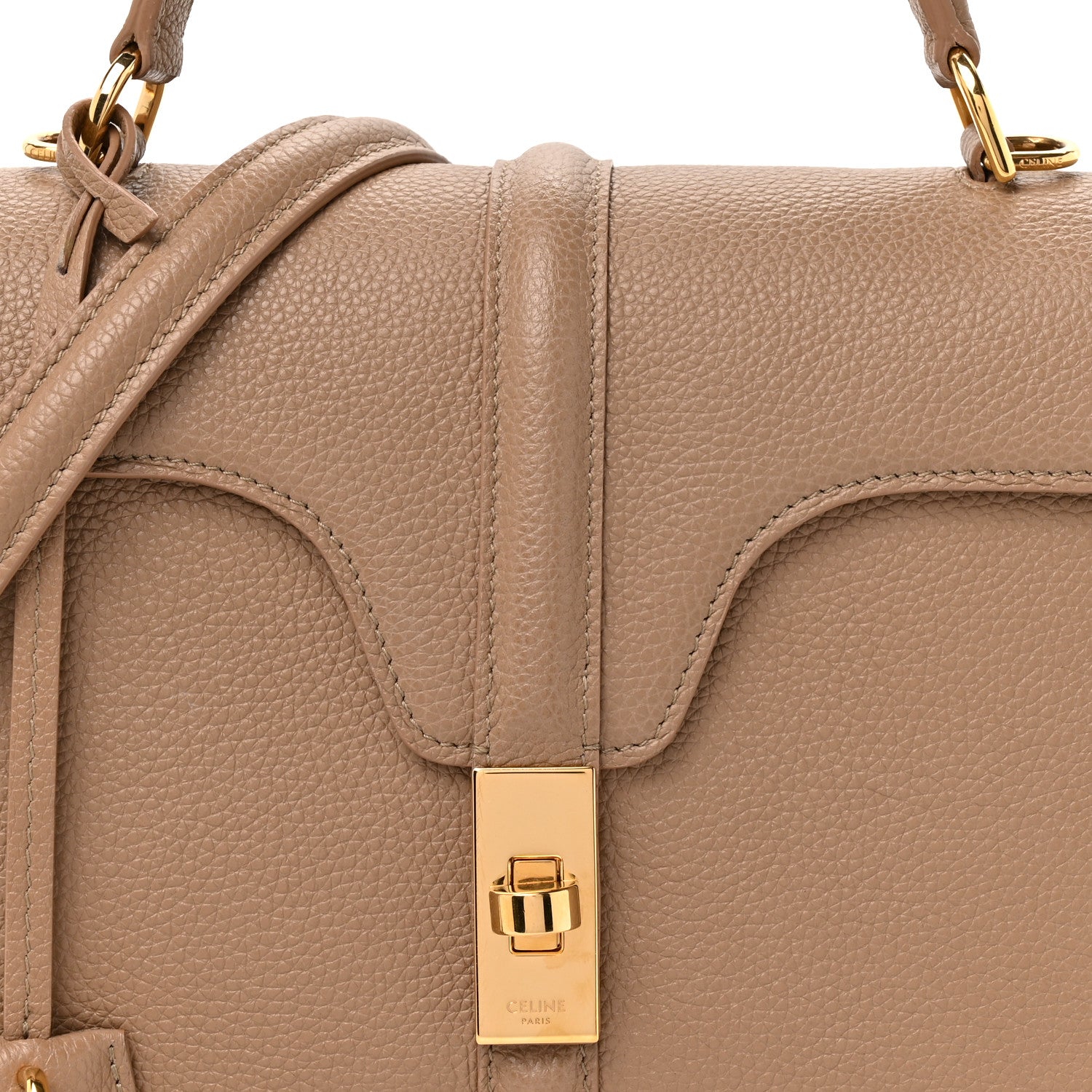 Celine Grained Calfskin Small 16 Top Handle Bag Beige 8 of 12