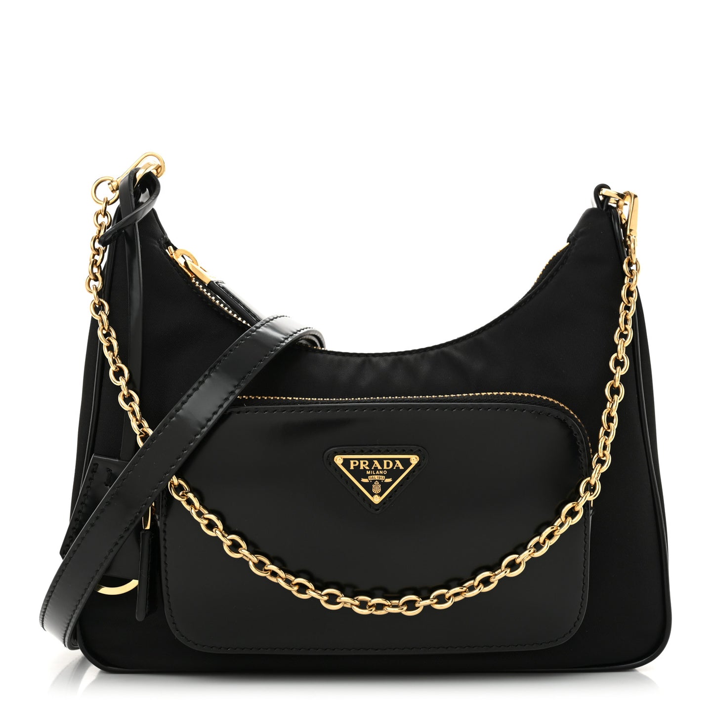 Re-Nylon Spazzolato Mini Pouch Pocket Shoulder Bag Black