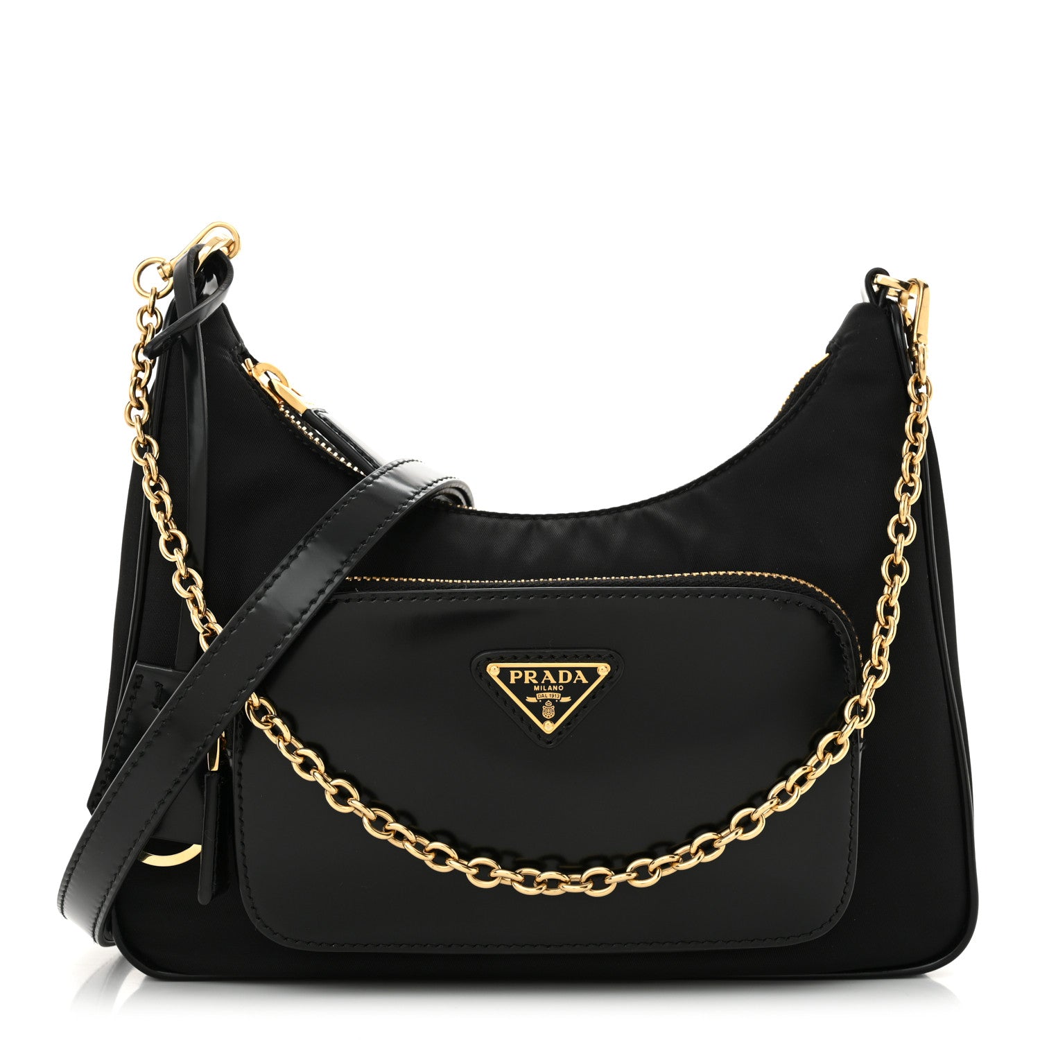 Prada Re-Nylon Spazzolato Mini Pouch Pocket Shoulder Bag Black 1 of 10