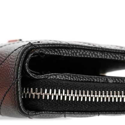 Saint Laurent Grain De Poudre Matelasse Chevron Monogram Compact Zip Around Wallet Black 10 of 11