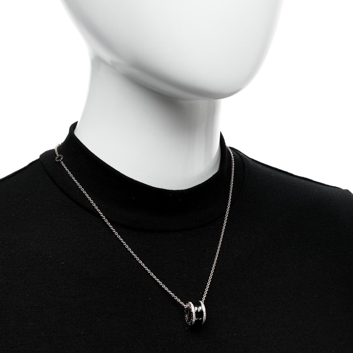 18K Rose Gold Black Ceramic Diamond B.Zero1 Pendant Necklace