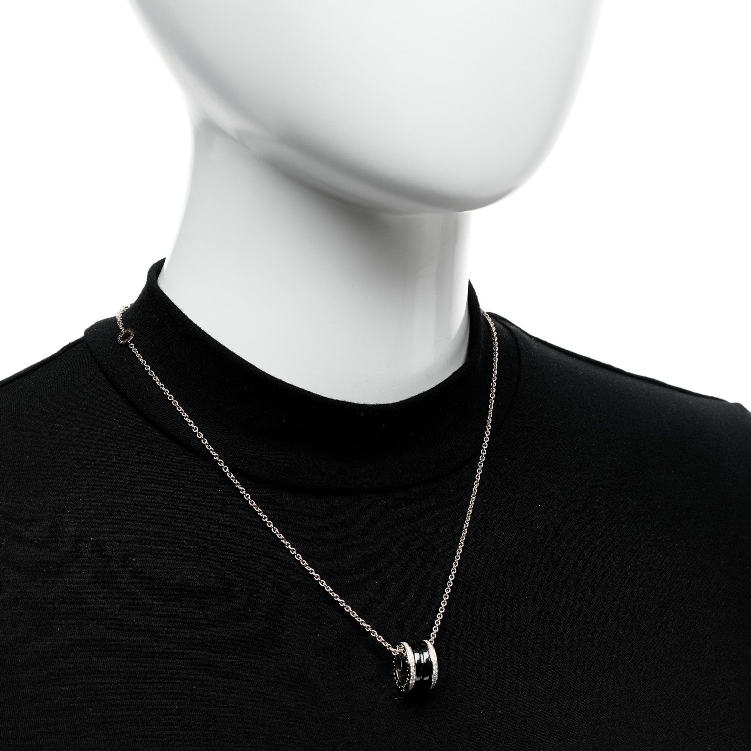 Bulgari 18K Rose Gold Black Ceramic Diamond B.Zero1 Pendant Necklace 2 of 6