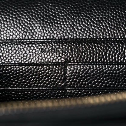 Saint Laurent Grain De Poudre Matelasse Chevron Monogram Chain Wallet Black 6 of 12