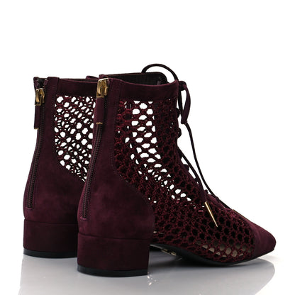 Christian Dior Suede Resille Naughtily-D 30mm Ankle Boots 40.5 Rouge Noir 4 of 8