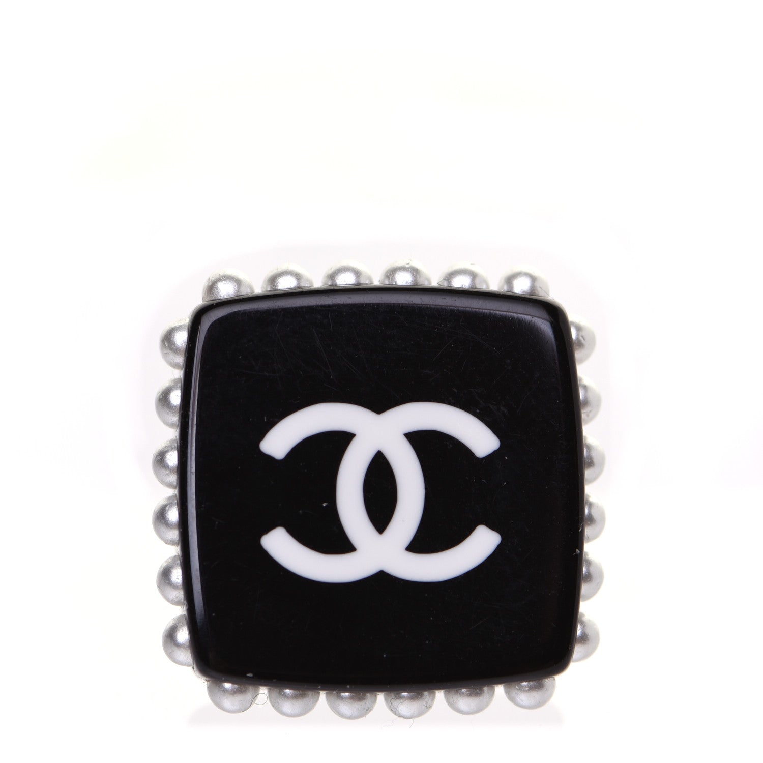 Chanel Resin Pearl Square CC Earrings Black 5 of 8