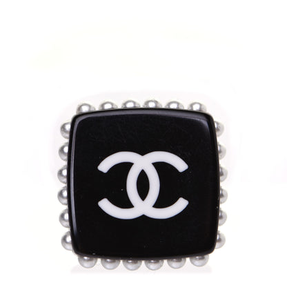 Chanel Resin Pearl Square CC Earrings Black 5 of 8