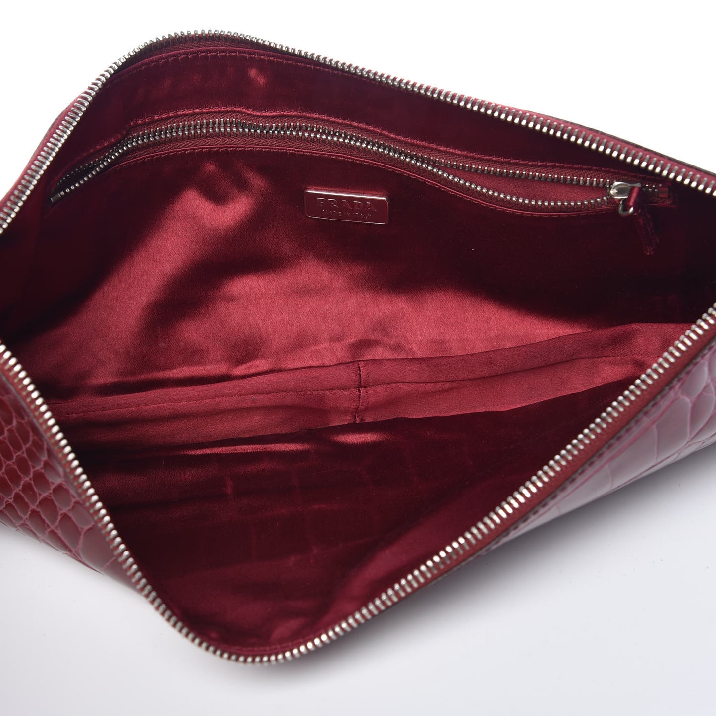 Calfskin Crocodile Embossed Clutch Red