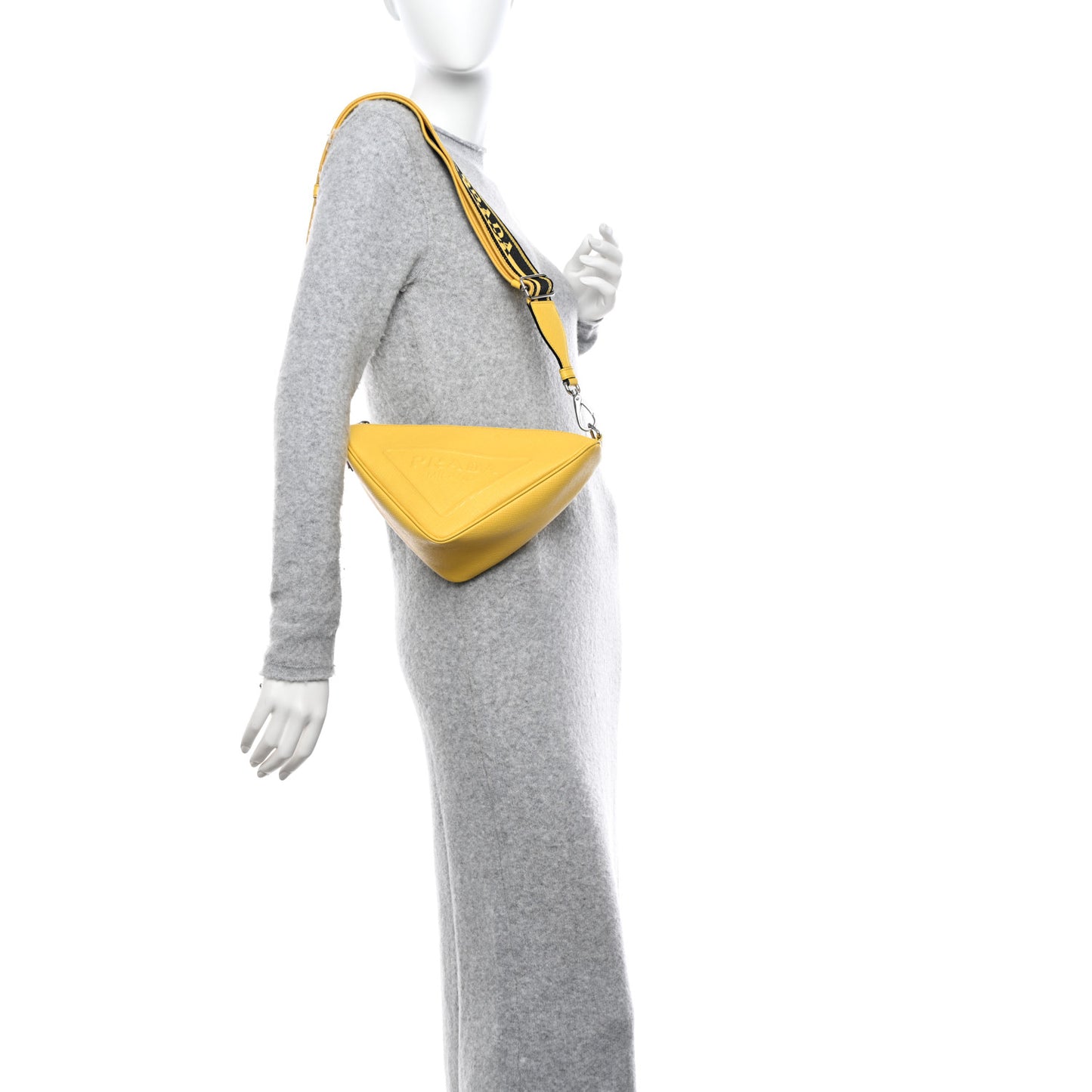 Saffiano Cuir Logo Embossed Triangle Shoulder Bag Sole