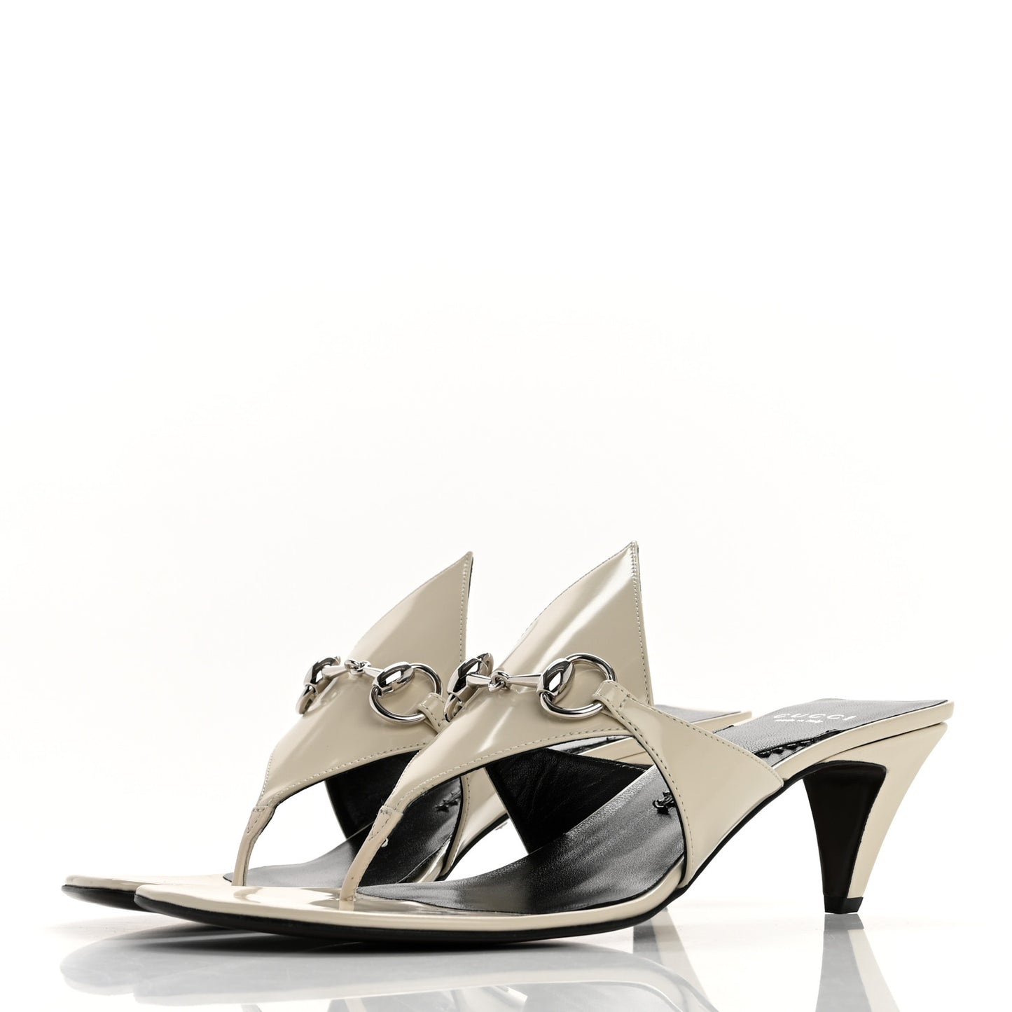 Patent Mariame Horsebit 55mm Mule Slide Sandals 39.5 Mystic White