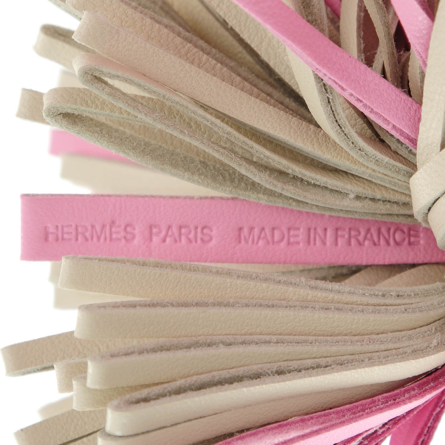 Hermes Lambskin Bi-Color Carmen Tassel Key Holder Rose Sakura White 4 of 4
