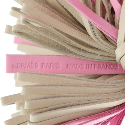 Hermes Lambskin Bi-Color Carmen Tassel Key Holder Rose Sakura White 4 of 4