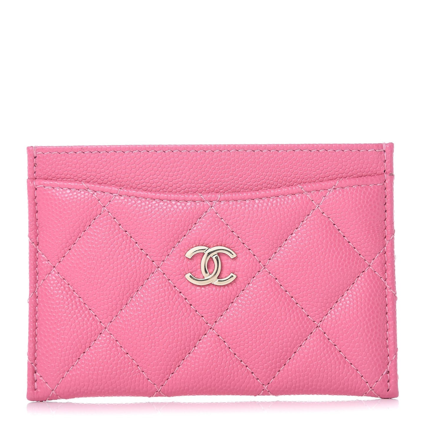 Caviar Quilted Card Holder Pink
