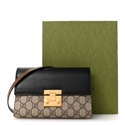 Gucci GG Supreme Monogram Calfskin Mini Padlock Shoulder Bag Beige Black Cuir 15 of 15