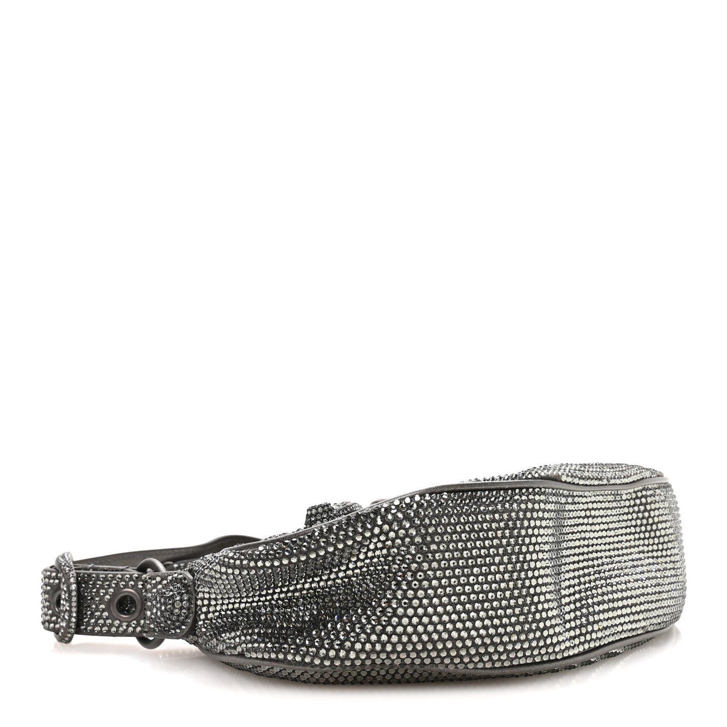Rhinestone Encrusted Le Cagole Shoulder Bag XS Silver