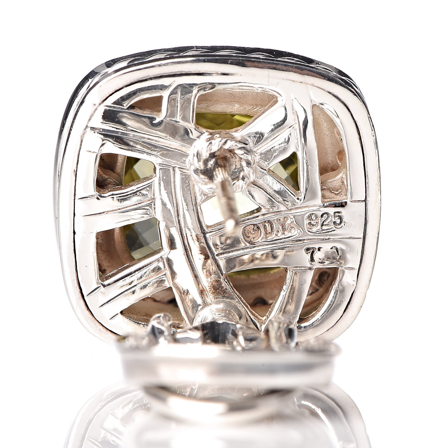 David Yurman Sterling Silver Diamond Lemon Quartz 11mm Albion Earrings 4 of 4