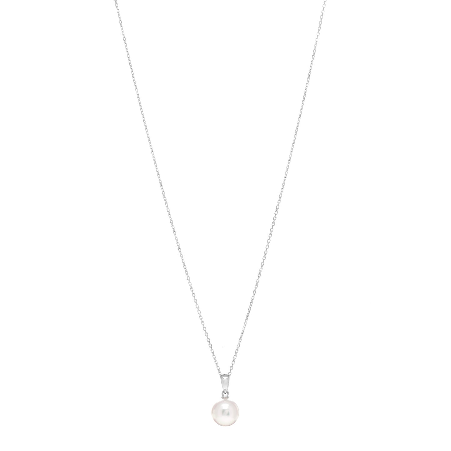 18K White Gold Akoya Pearl 7.5mm Pendant Necklace