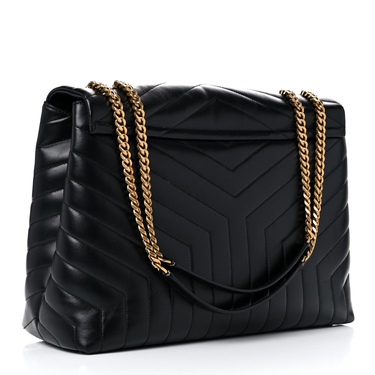 Saint Laurent Calfskin Y Quilted Monogram Large Loulou Chain Satchel Black 3 of 15