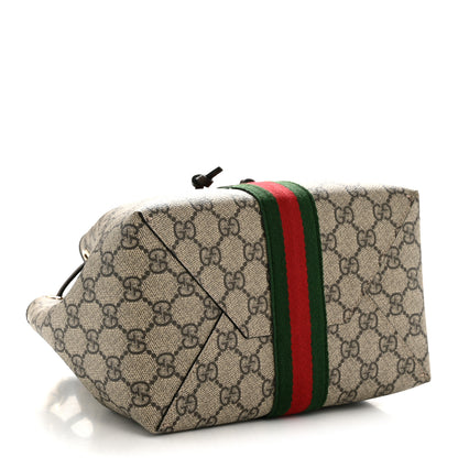 Gucci GG Supreme Monogram Web Small Ophidia Top Handle Bucket Bag Brown 3 of 9