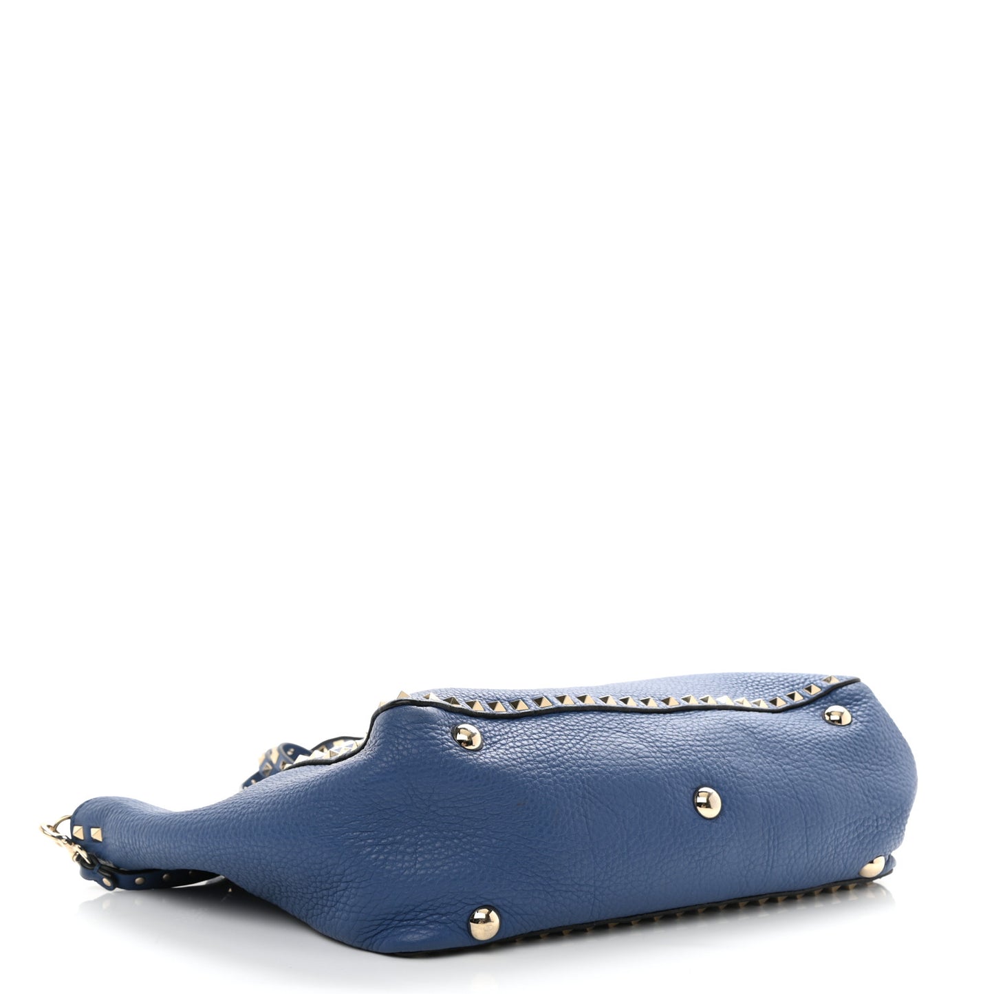 Pebbled Calfskin Medium Rockstud Tote Indaco