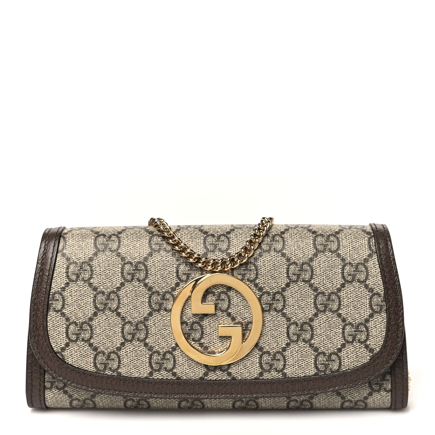 Gucci GG Supreme Monogram Textured Dollar Calfskin Blondie Continental Chain Wallet Beige Ebony New Acero 1 of 11