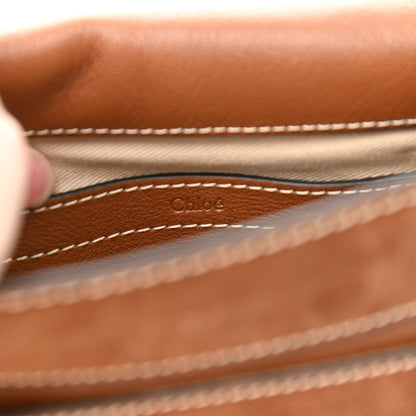 Chloe Suede Calfskin Stitched Small Marcie Round Crossbody Bag Tan 6 of 10