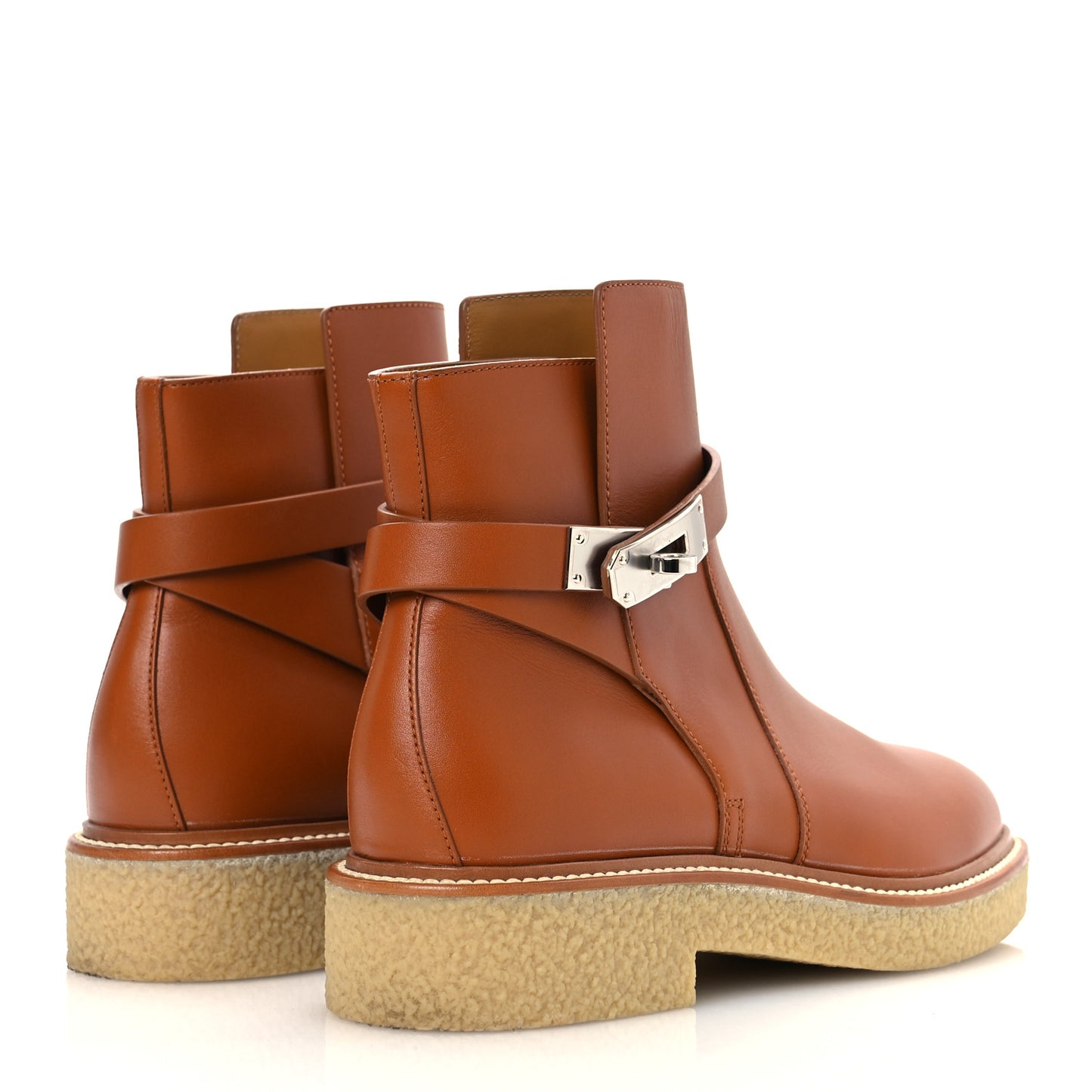 Heritage Calfskin Follow Ankle Boots 37.5 Naturel