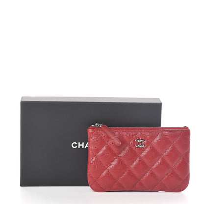 Chanel Caviar Quilted Small Cosmetic Case Dark Red 8 of 8