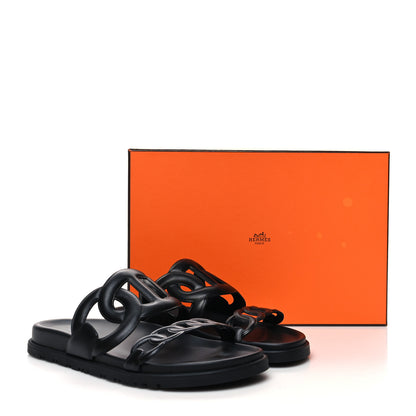 Hermes Nappa Extra Sandals 37 Black 9 of 9