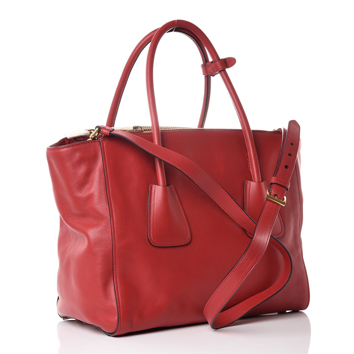 Glace Calfskin Twin Pocket Tote Fuoco