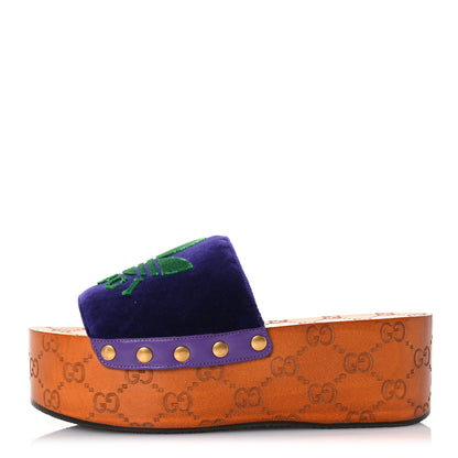 Gucci X ADIDAS Soft Velvet Malaga Kid Womens Platform Sandals 36.5  Iris Extreme 1 of 9