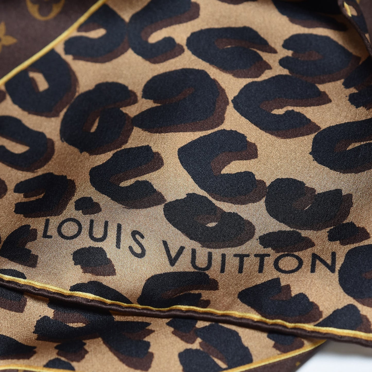 Silk Leopard Monogram Square Scarf