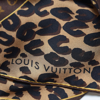 Louis Vuitton Silk Leopard Monogram Square Scarf 3 of 4