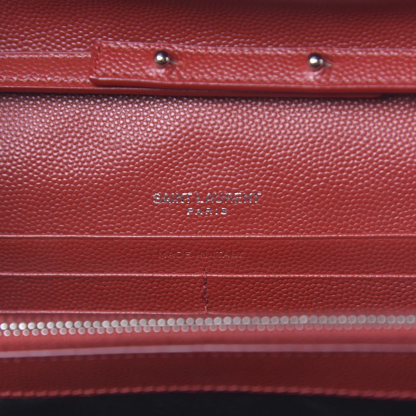 Grain De Poudre Matelasse Chevron Monogram Chain Wallet Rouge Eros