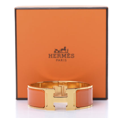 Hermes Enamel Wide Clic Clac H Bracelet Orange 6 of 6