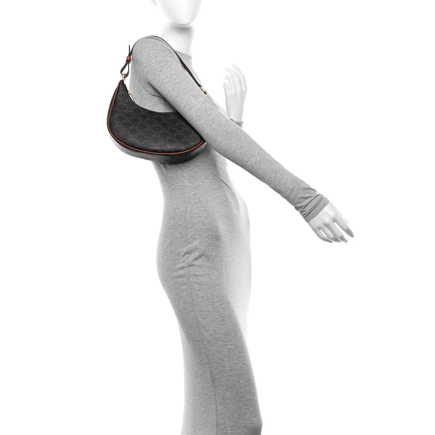 Triomphe Canvas Calfskin Ava Shoulder Bag Tan