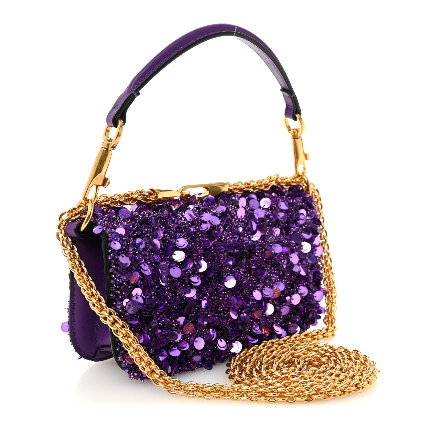 Valentino Garavani Sequin Crystal Vlogo Embroidered Small Loco
