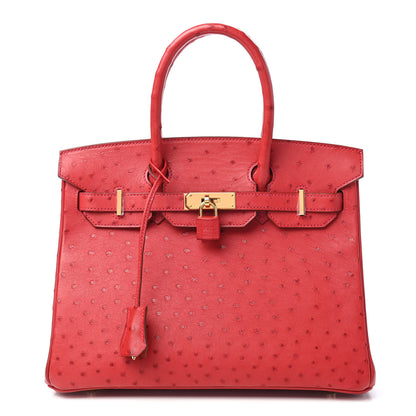 Hermes Ostrich Birkin 30 Rouge Vif 1 of 10